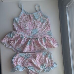 Caden Lane Pink and Blue Kids Swim Bikini